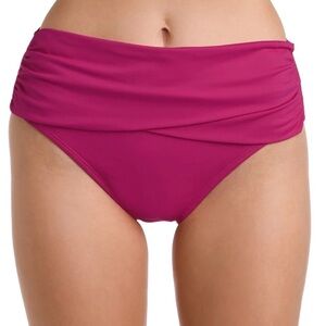NWT La Blanca Island Goddess shirred tummy control band bikini bottoms size 8